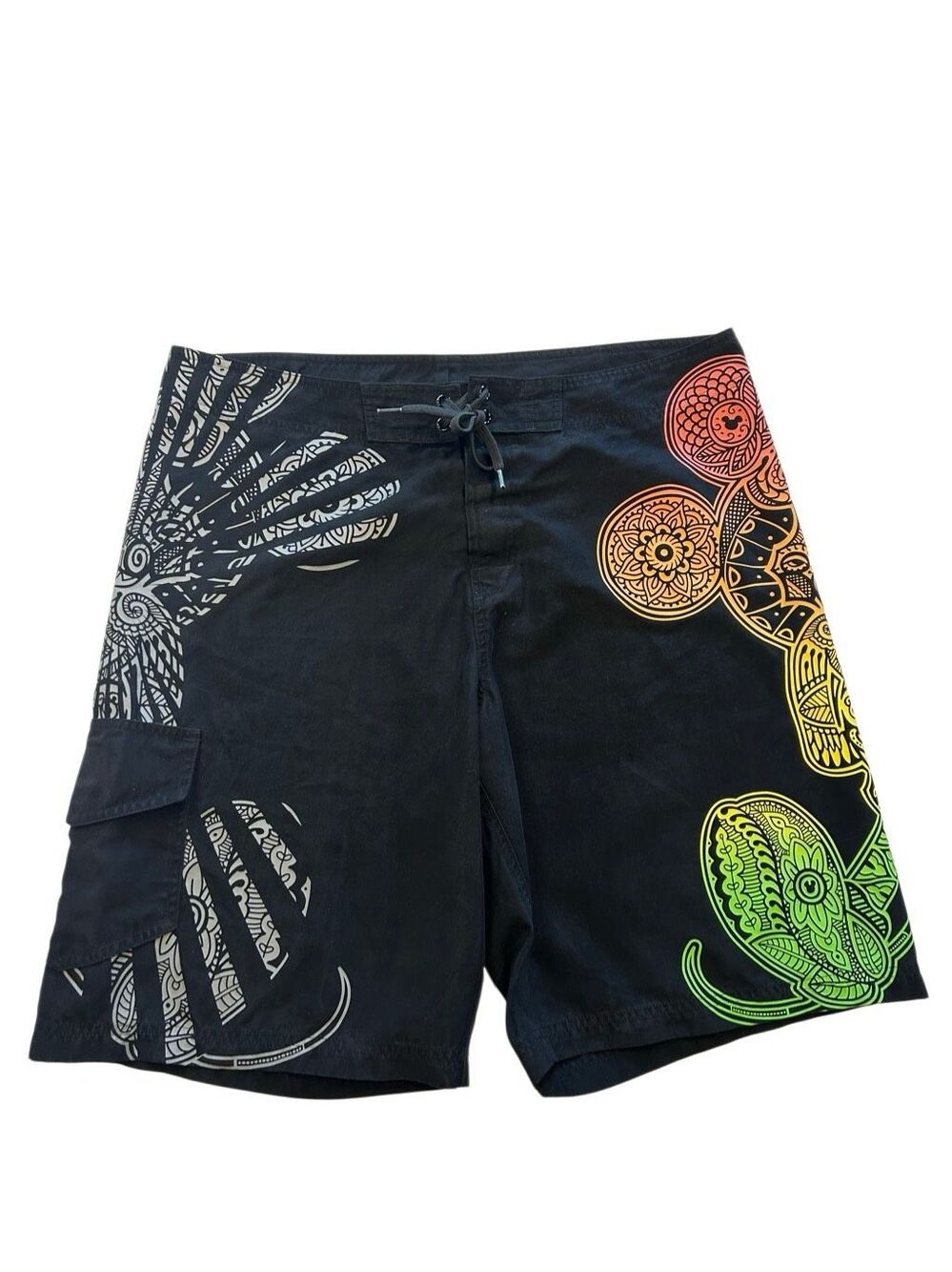 Disney Parks Mickey Mouse Board Shorts Size 38 Swim Trunks Cargo Pocket